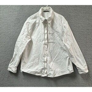 ZARA Shirt Jacket Mens Medium White Button Up Cotton